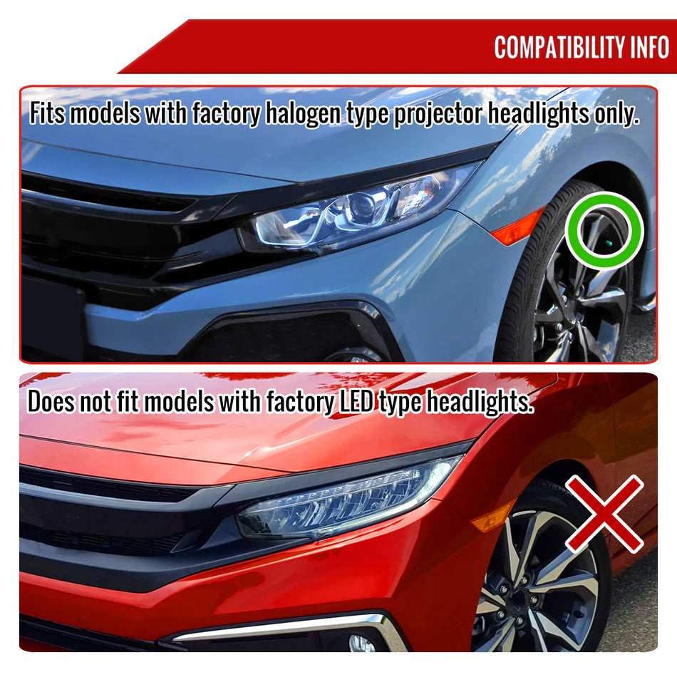 2016-2021 Honda Civic Full LED Projector Headlights w/ Switchback Sequential Turn Signal (Chrome Housing/Clear Lens)