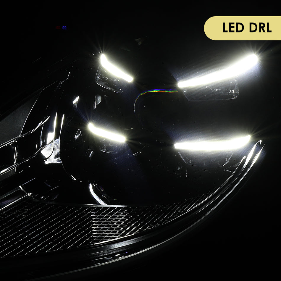 2015-2018 Porsche Macan 95B.1 Matrix Style LED Projector Headlights w/ DRL for Dynamic Function  (Matte Black Housing / Glossy Black Accents / Clear Lens)