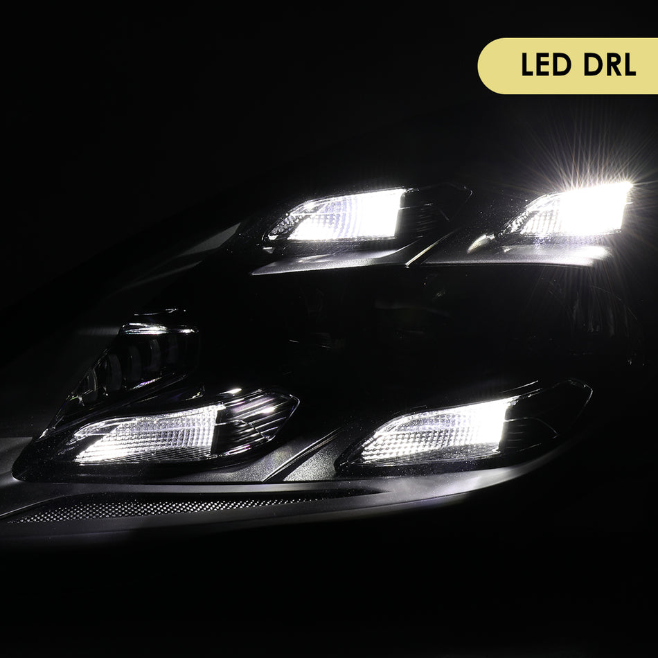 2010-2013 Porsche Panamera 970.1 LED Projector w/ DRL Headlights (Matte Black Housing / Glossy Black Accents / Clear Lens)