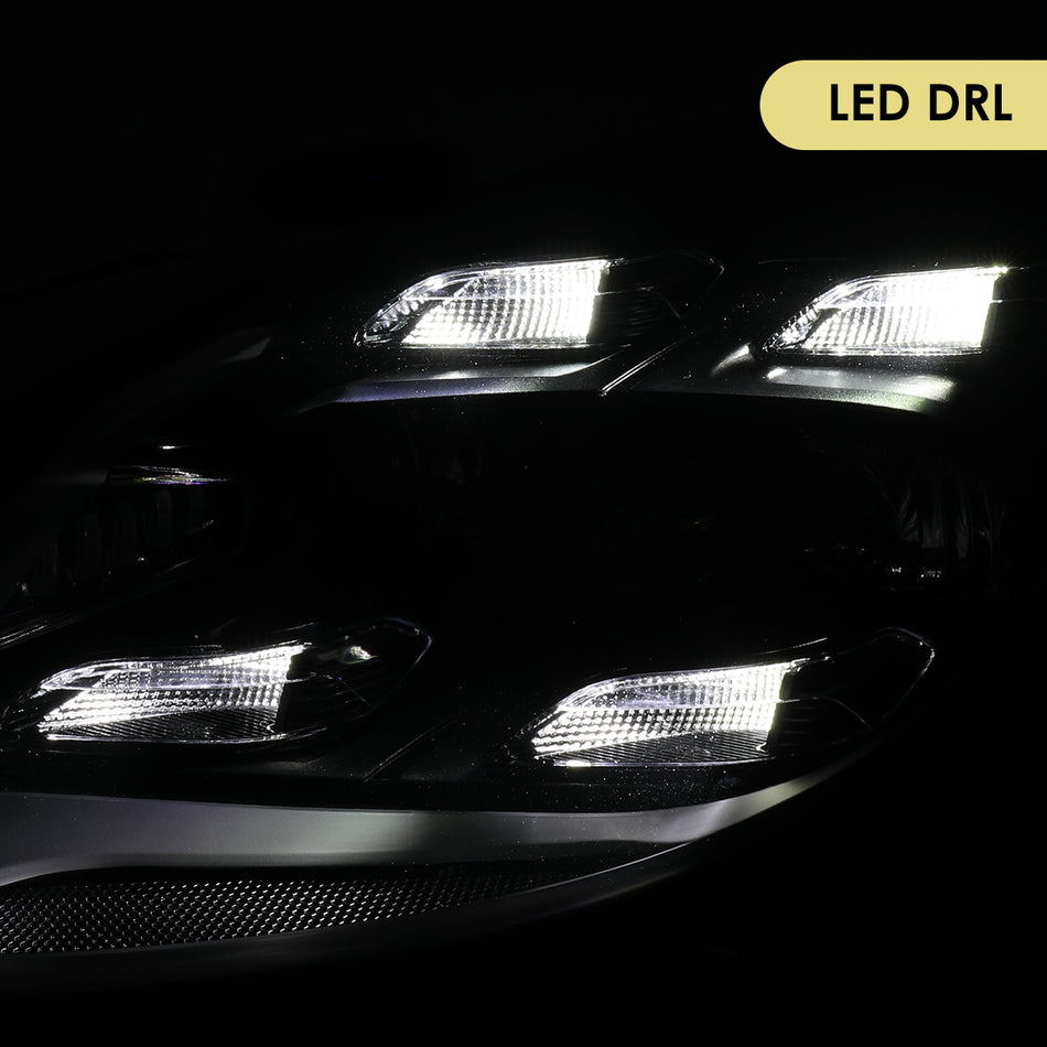 2014-2016 Porsche Panamera 970.2 LED Projector w/ DRL Headlights (Matte Black Housing / Glossy Black Accents / Clear Lens)