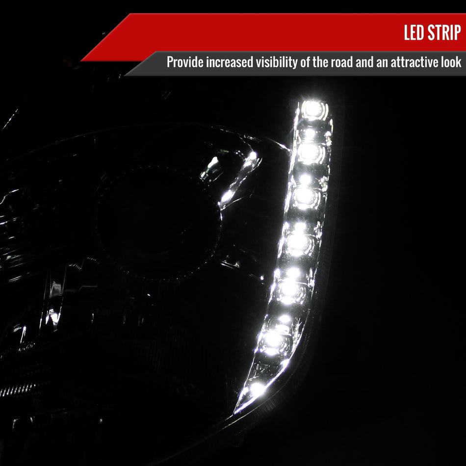 2003-2005 Nissan 350Z Projector Headlights w/ SMD LED Light Strip (Chrome Housing/Clear Lens)