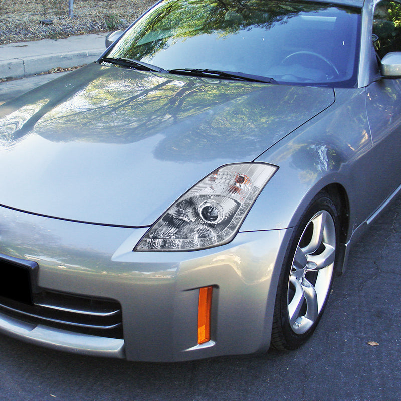 2006-2009 Nissan 350Z SMD LED Light Strip Projector Headlights (Chrome Housing/Clear Lens)