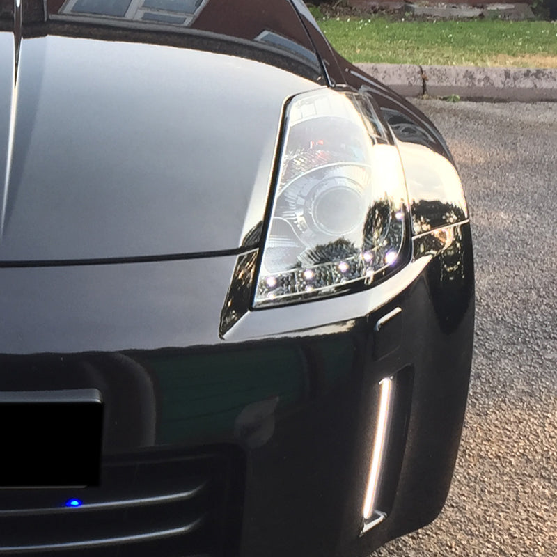 2006-2009 Nissan 350Z SMD LED Light Strip Projector Headlights (Chrome Housing/Smoked Lens)