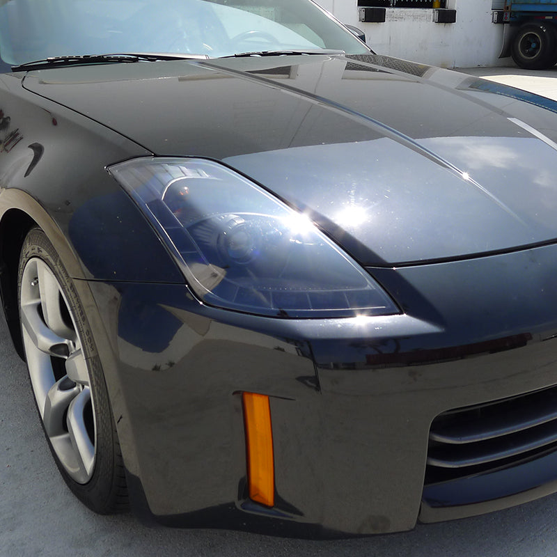 2006-2009 Nissan 350Z SMD LED Light Strip Projector Headlights (Matte Black Housing/Clear Lens)