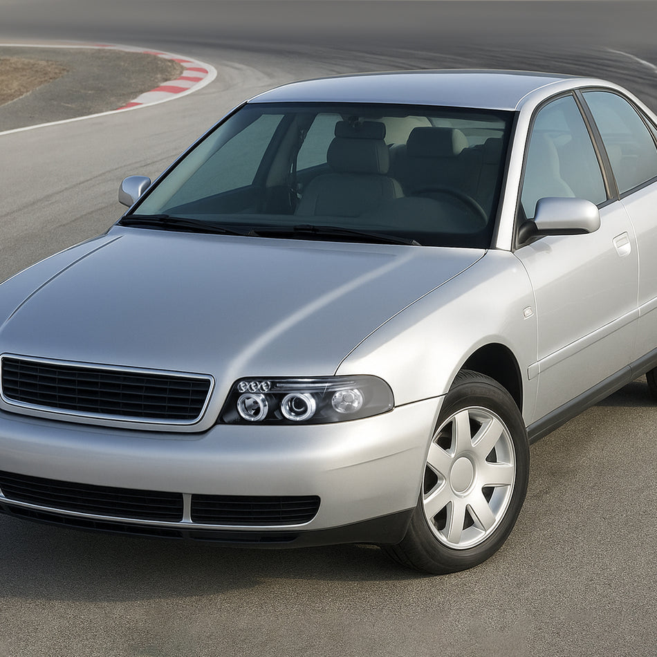 1999-2001 Audi A4/S4 Dual Halo Projector Headlights (Matte Black Housing/Clear Lens)
