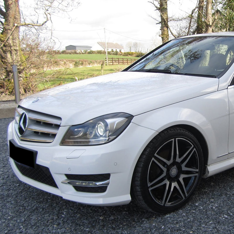 2012-2014 Mercedes Benz W204 C Class Projector Headlights w/ LED Turn Signal Lights (Matte Black Housing/Clear Lens)