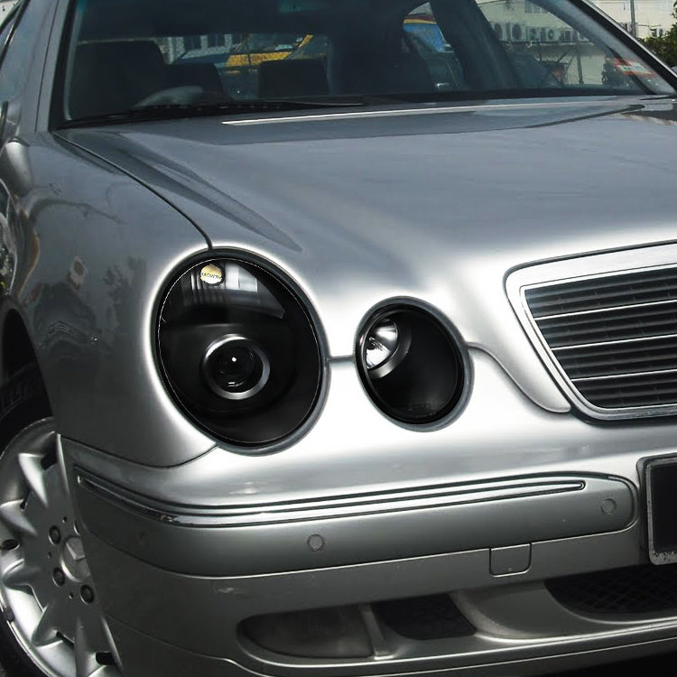 2000-2002 Mercedes Benz W210 E Class Projector Headlights (Matte Black Housing/Clear Lens)