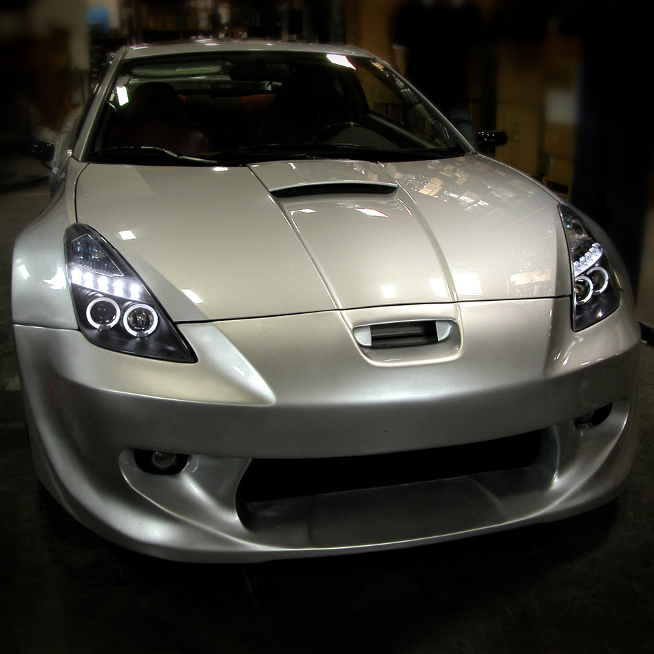 2000-2005 Toyota Celica Dual Halo Projector Headlights (Matte Black Housing/Clear Lens)