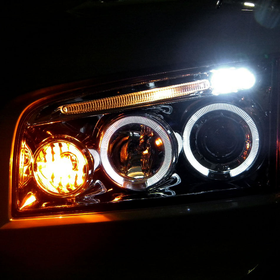 2005-2010 Dodge Charger Dual Halo Projector Headlights (Chrome Housing/Clear Lens)