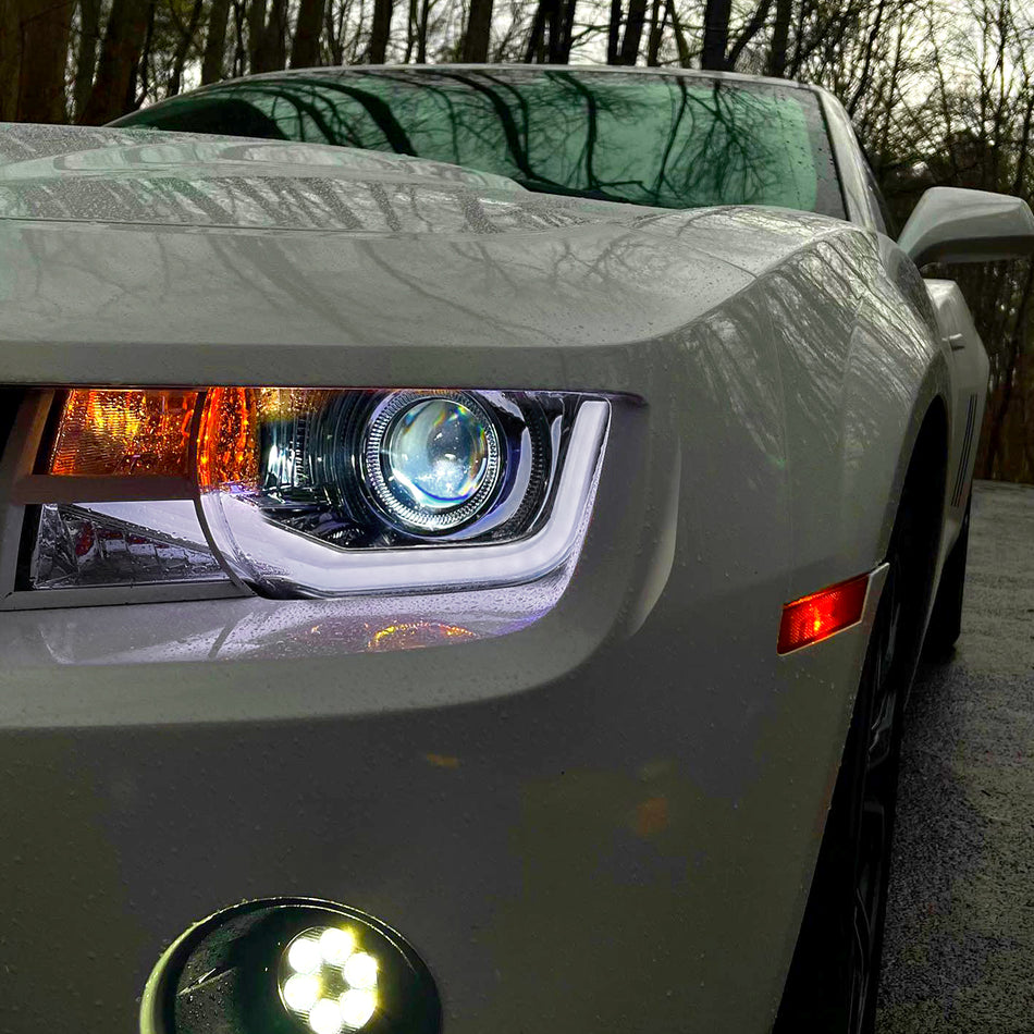 2010-2013 Chevrolet Camaro LED Bar Projector Headlights (Chrome Housing/Clear Lens)