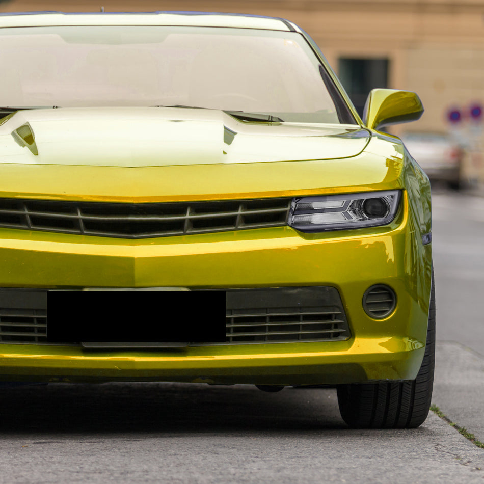 2014-2015 Chevrolet Camaro LED Strip Projector Headlights w/ Sequential Turn Signal Lights (Chrome Housing/Clear Lens)