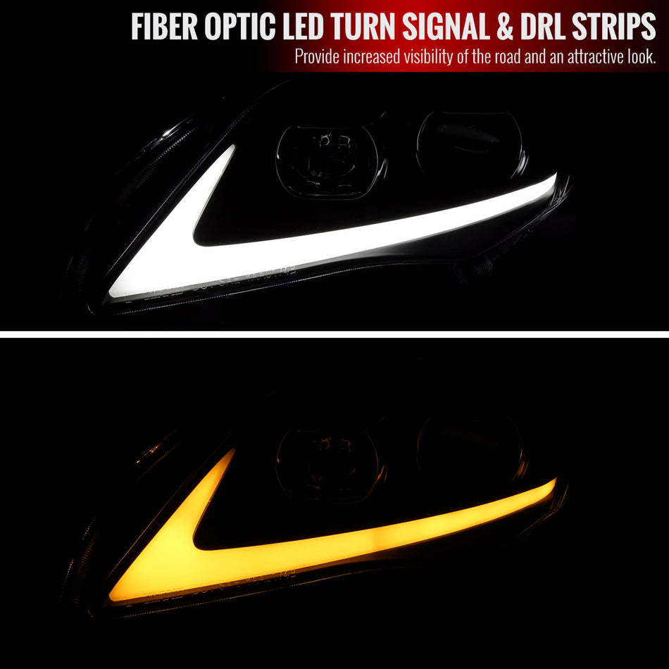 2011-2013 Toyota Corolla LED Bar Projector Headlights w/ Switchback Turn Signals (Black Housing/Clear Lens)