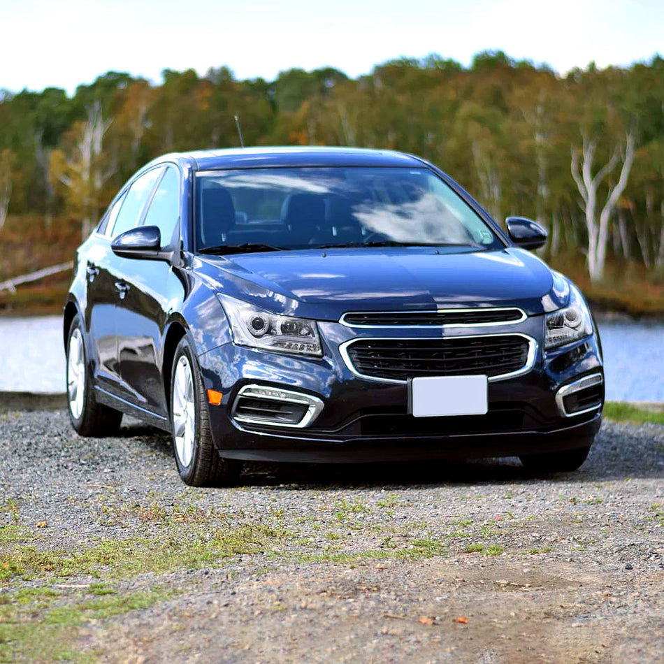 2011-2015 Chevrolet Cruze / 2016 Cruze Limited Halo Projector Headlights w/ LED Light Bar & LED Turn Signal Lights (Chrome Housing/Clear Lens)