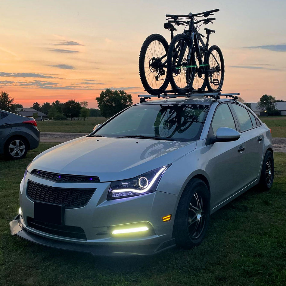 2011-2015 Chevrolet Cruze / 2016 Cruze Limited LED Bar Halo Projector Headlights w/ LED Turn Signal Lights (Glossy Black Housing/Smoked Lens)
