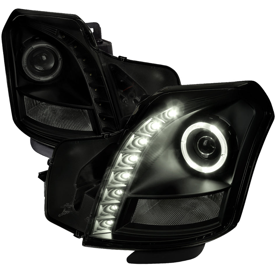 2003-2007 Cadillac CTS Halo Projector Headlights (Black Housing/Smoked Lens)