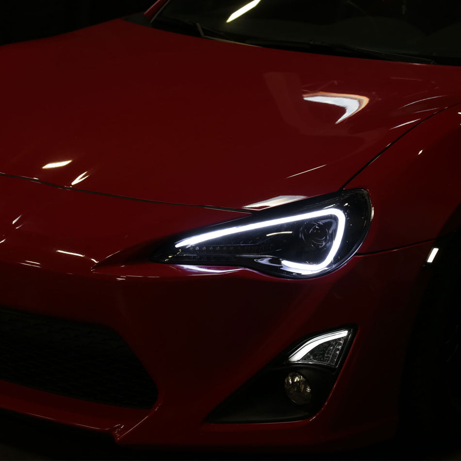 2012-2017 Scion FRS/ Toyota 86 LED Bar Projector Headlights w/ Sequential Turn Signal Lights (Jet Black Housing/Clear Lens)