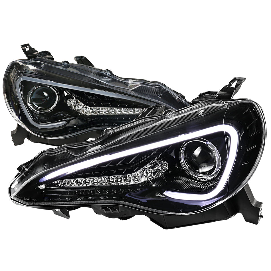 2012-2017 Scion FRS/ Toyota 86 LED Bar Projector Headlights w/ LED Turn Signal Lights (Jet Black Housing/Clear Lens)