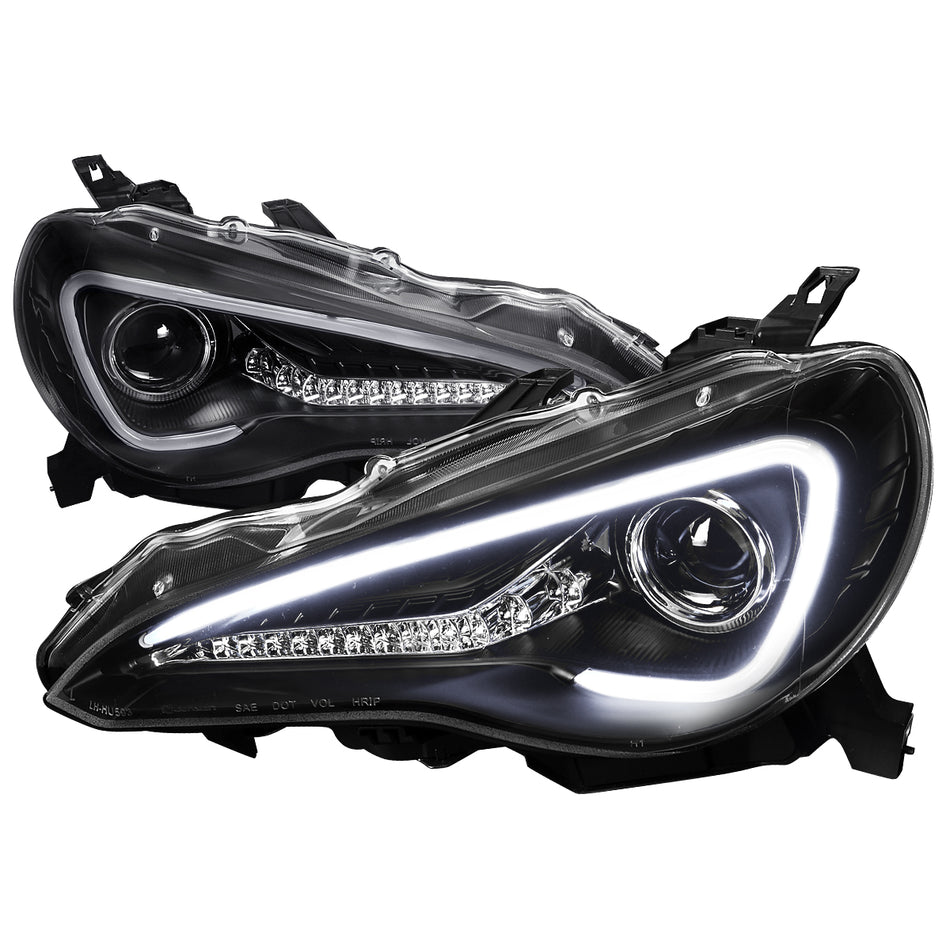 2012-2017 Scion FRS/ Toyota 86 LED Bar Projector Headlights w/ LED Turn Signal Lights (Matte Black Housing/Clear Lens)