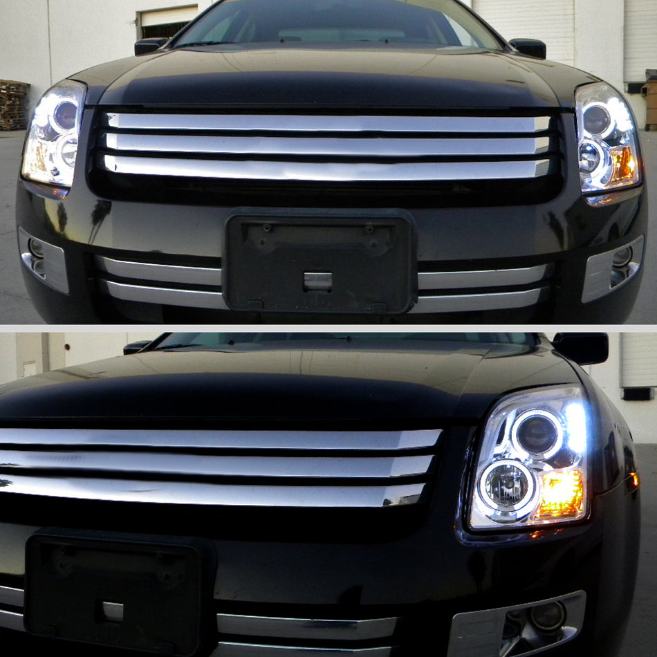 2006-2009 Ford Fusion Dual Halo Projector Headlights (Chrome Housing/Clear Lens)