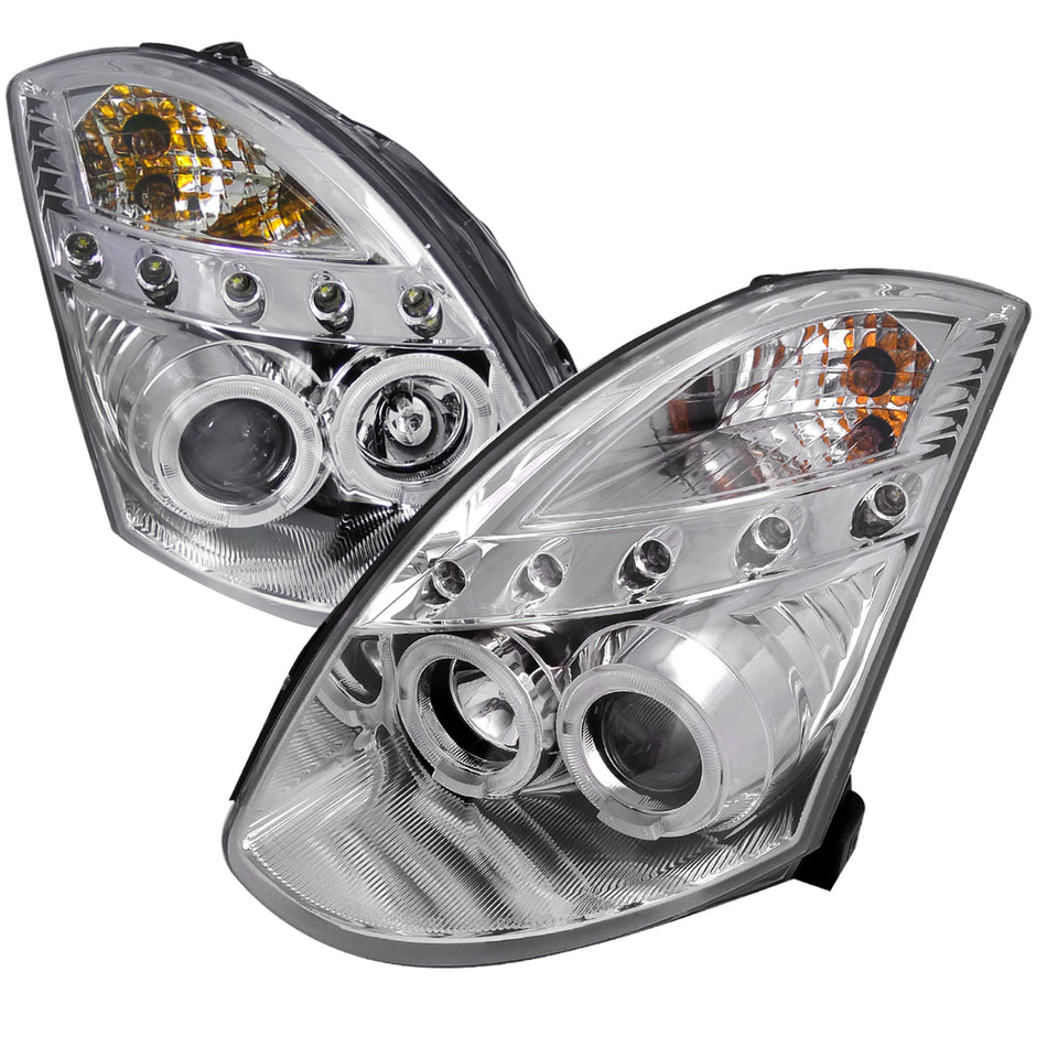 2003-2007 Infiniti G35 Coupe Dual Halo Projector Headlights (Chrome Housing/Clear Lens)