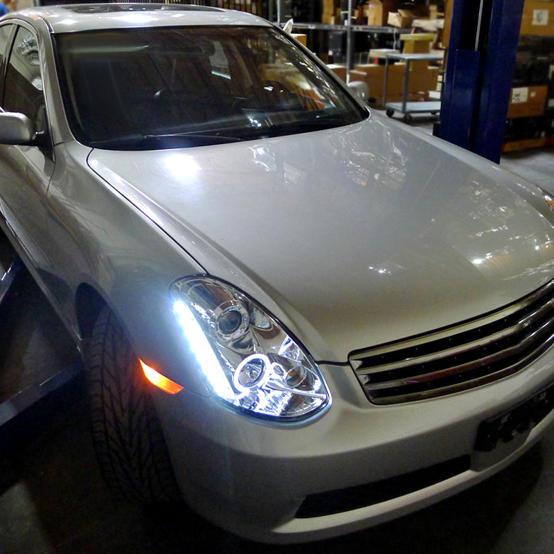 2005-2006 Infiniti G35 Sedan Halo Projector Headlights (Chrome Housing/Clear Lens)