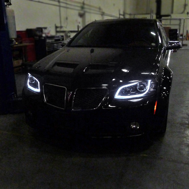2008-2009 Pontiac G8 LED Bar Projector Headlights (Chrome Housing/Clear Lens)