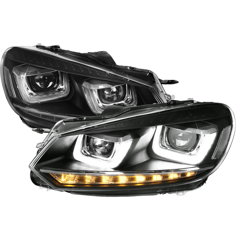 2010-2014 Volkswagen Golf Mk6/GTI Dual U-Halo Projector Headlights (Black Housing/Clear Lens)
