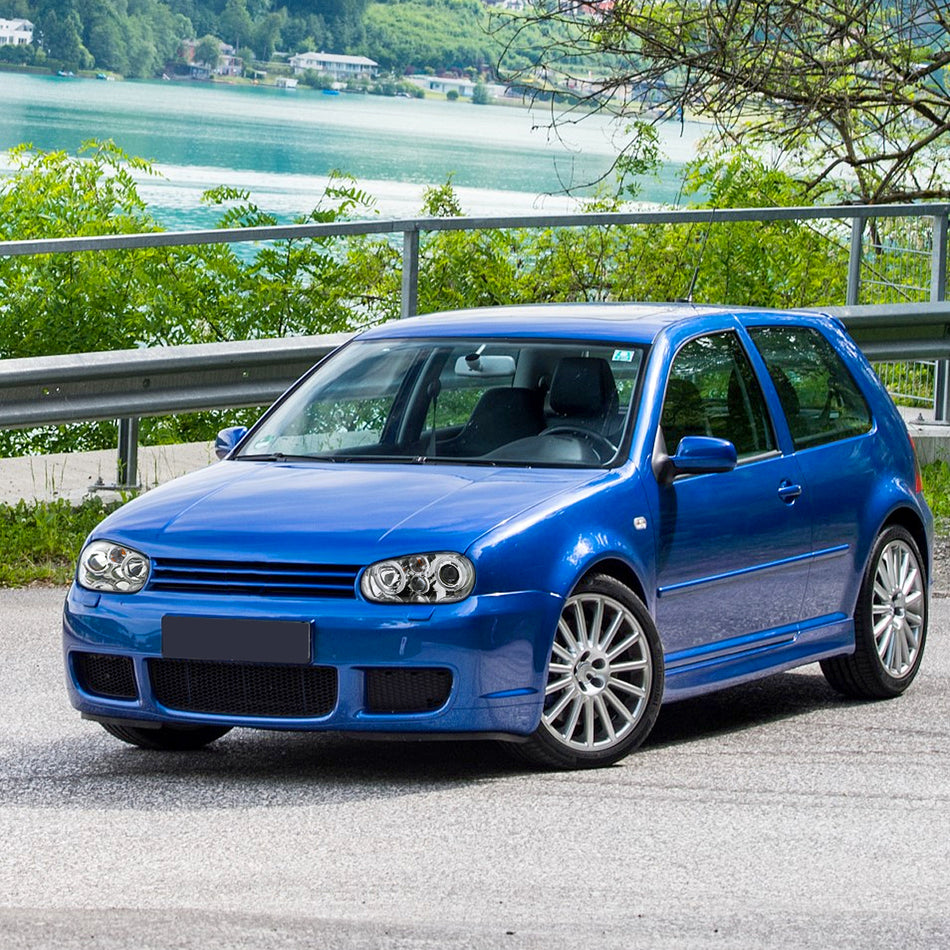 1999-2006 Volkswagen Golf Mk4 GTI/R32 Cabrio Dual Halo Projector Headlights (Chrome Housing/Clear Lens)