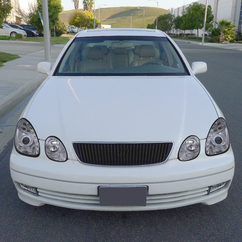 1998-2005 Lexus GS300/GS400/GS430 Halo Projector Headlights w/ SMD LED Light Strip (Chrome Housing/Clear Lens)