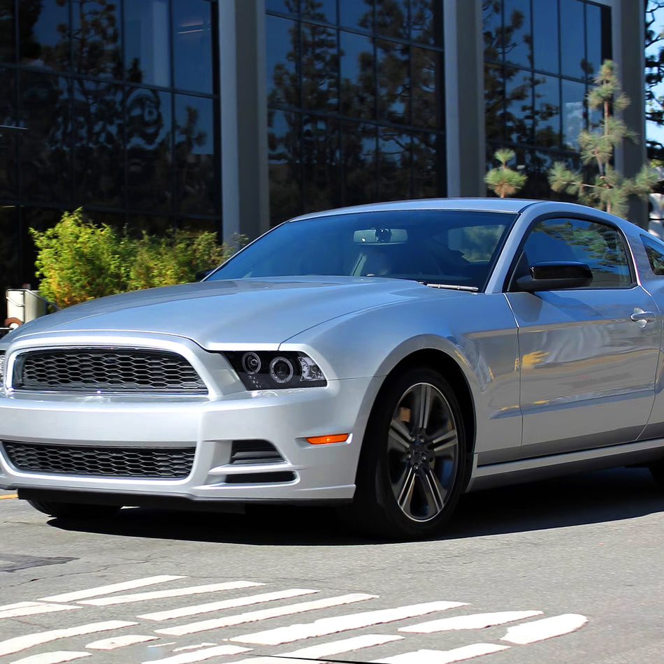 2010-2014 Ford Mustang Dual Halo Projector Headlights (Glossy Black Housing/Smoked Lens)