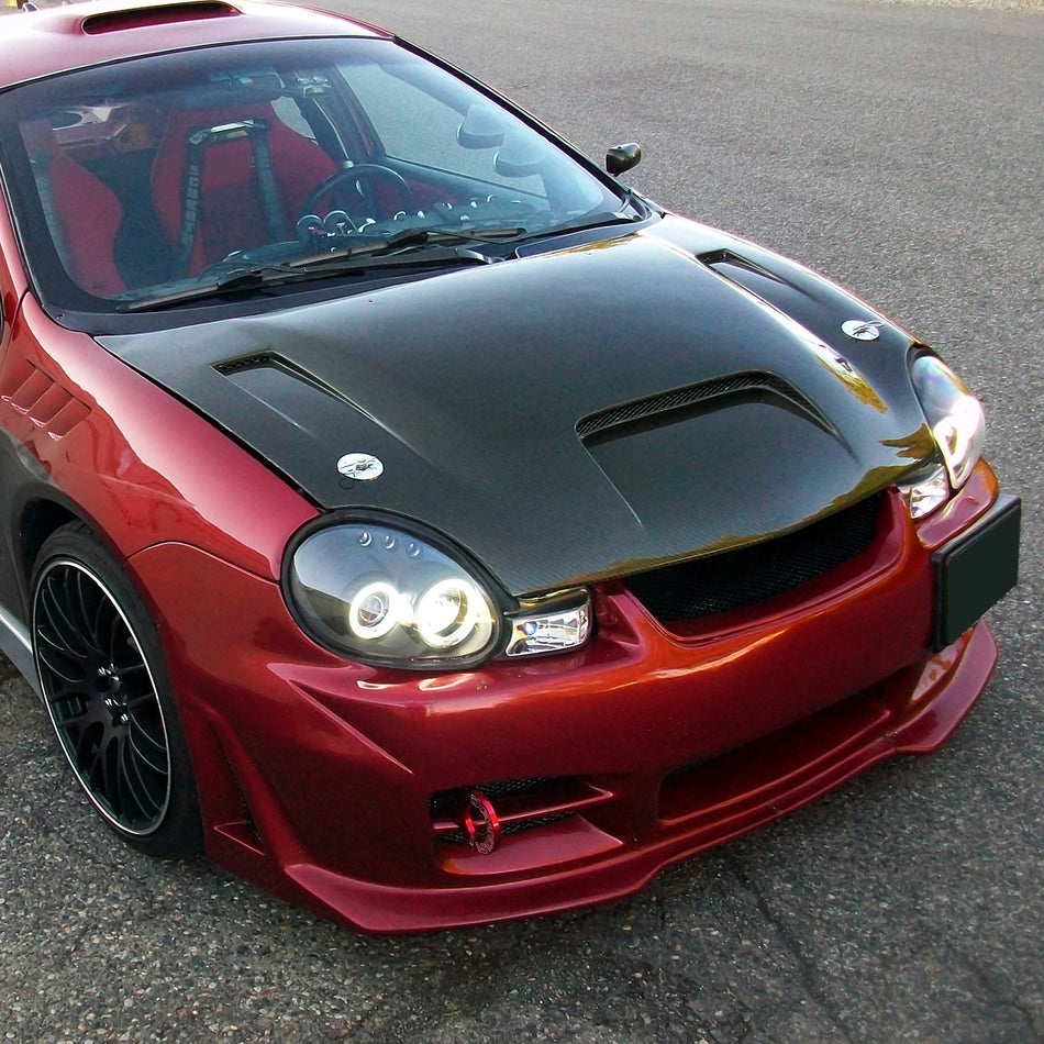 2000-2002 Dodge Plymouth Neon Dual Halo Projector Headlights (Matte Black Housing/Clear Lens)