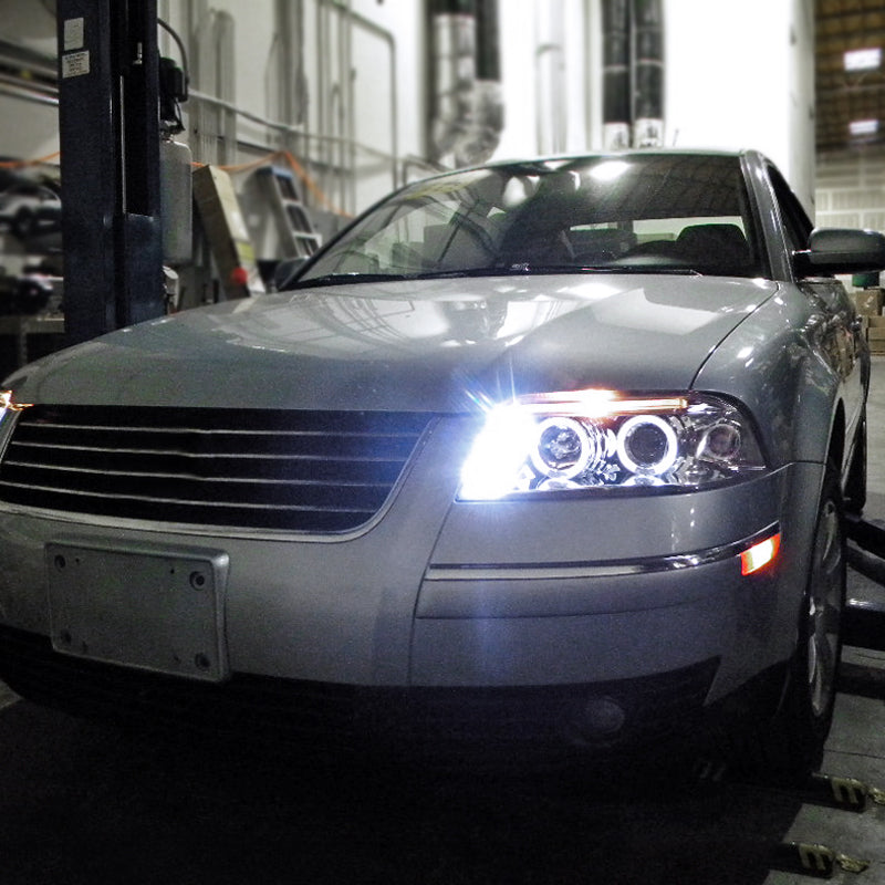2001-2005 Volkswagen Passat Dual Halo Projector Headlights (Chrome Housing/Clear Lens)