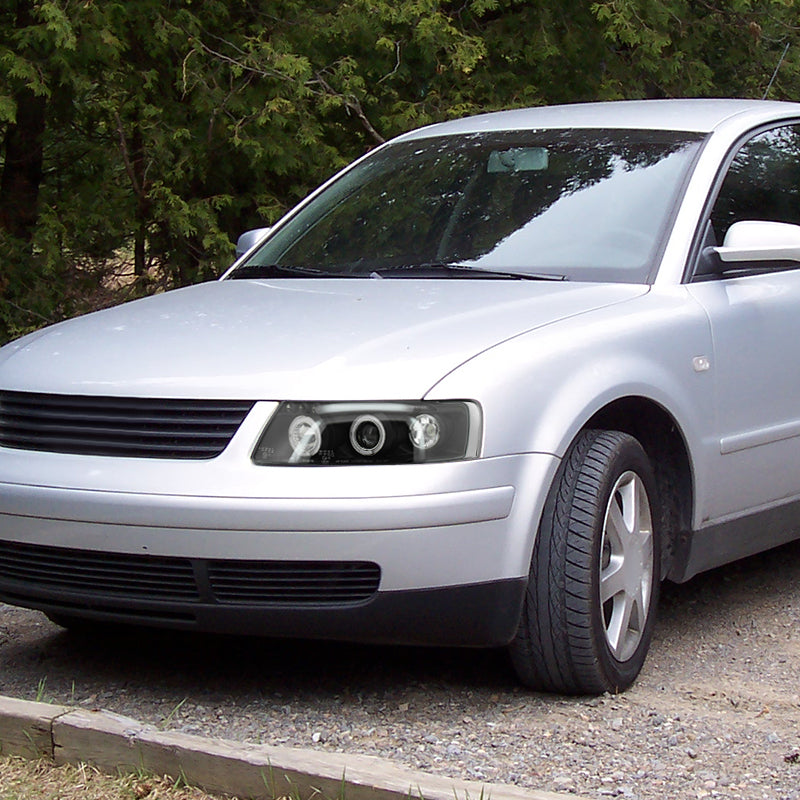 1997-2000 Volkswagen Passat Dual Halo Projector Headlights (Matte Black Housing/Clear Lens)