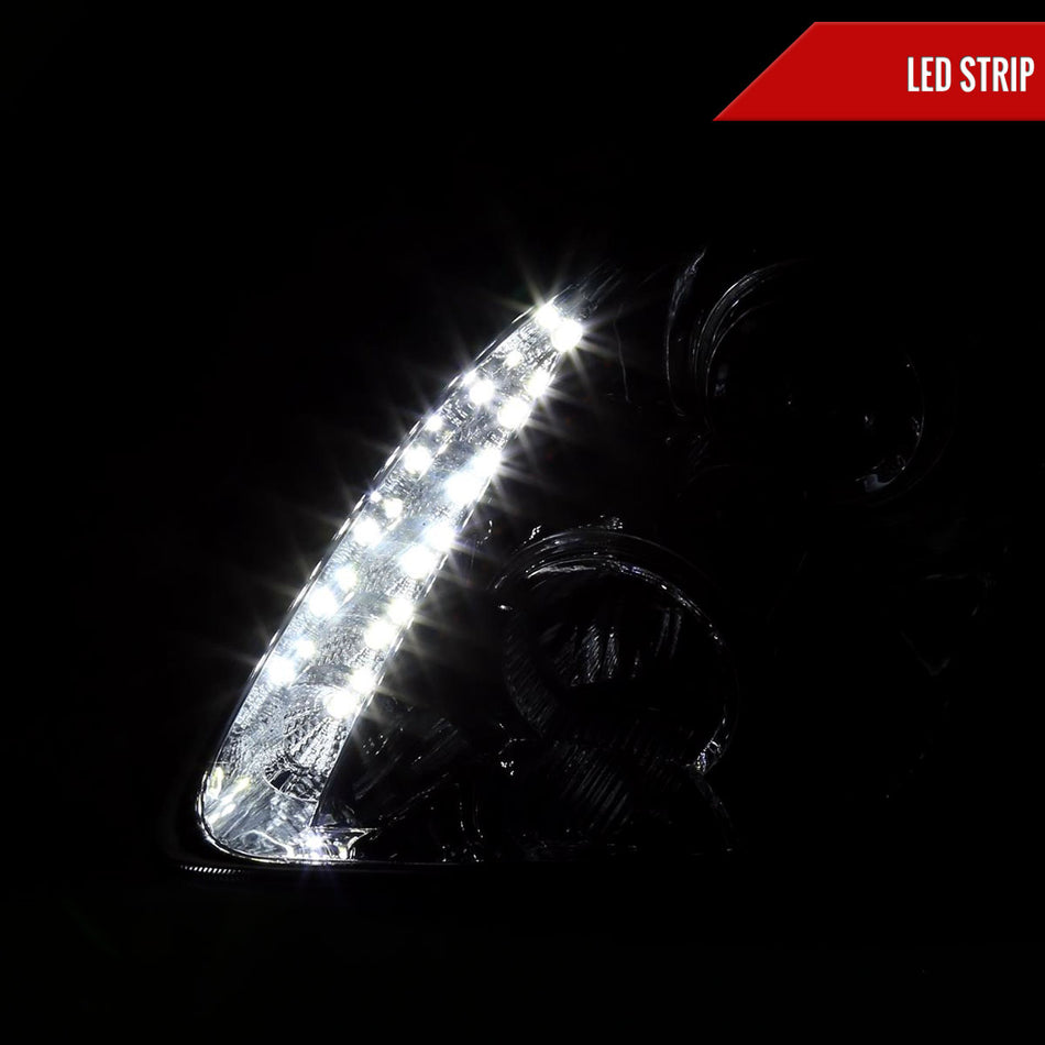 1997-2001 Honda Prelude Projector Headlights w/ SMD LED Light Strip (Chrome Housing/Smoked Lens)