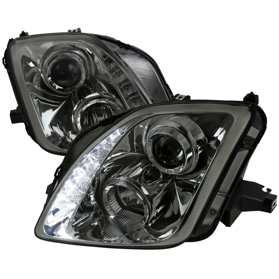 1997-2001 Honda Prelude Projector Headlights w/ SMD LED Light Strip (Chrome Housing/Smoked Lens)
