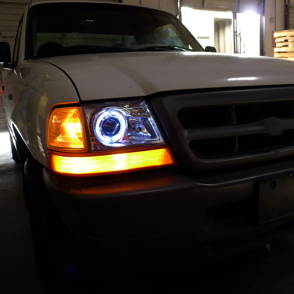 1998-2000 Ford Ranger Halo Projector Headlights (Chrome Housing/Clear Lens)