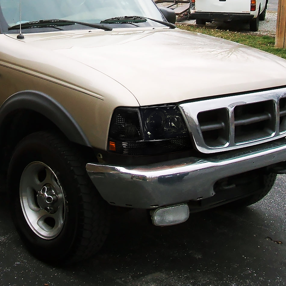 1998-2000 Ford Ranger Halo Projector Headlights (Chrome Housing/Smoked Lens)