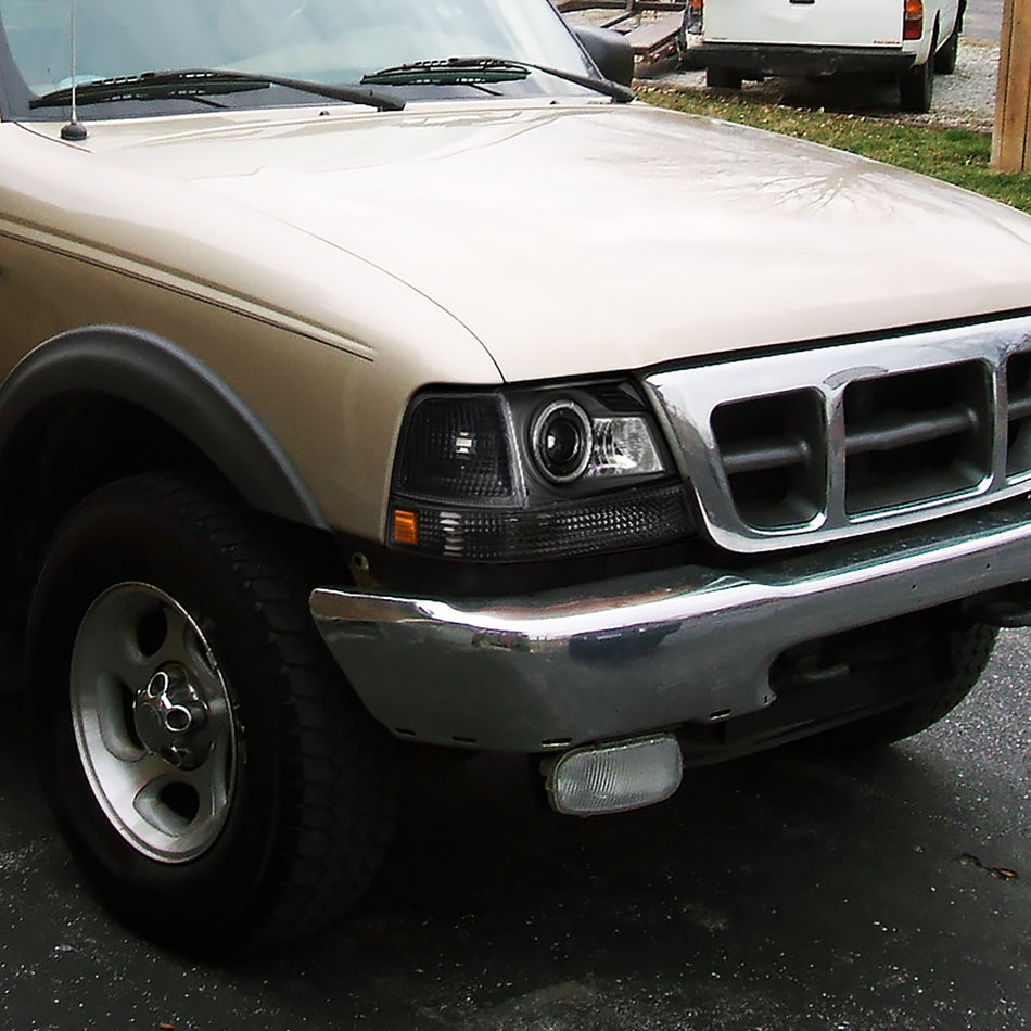 1998-2000 Ford Ranger Halo Projector Headlights (Matte Black Housing/Clear Lens)