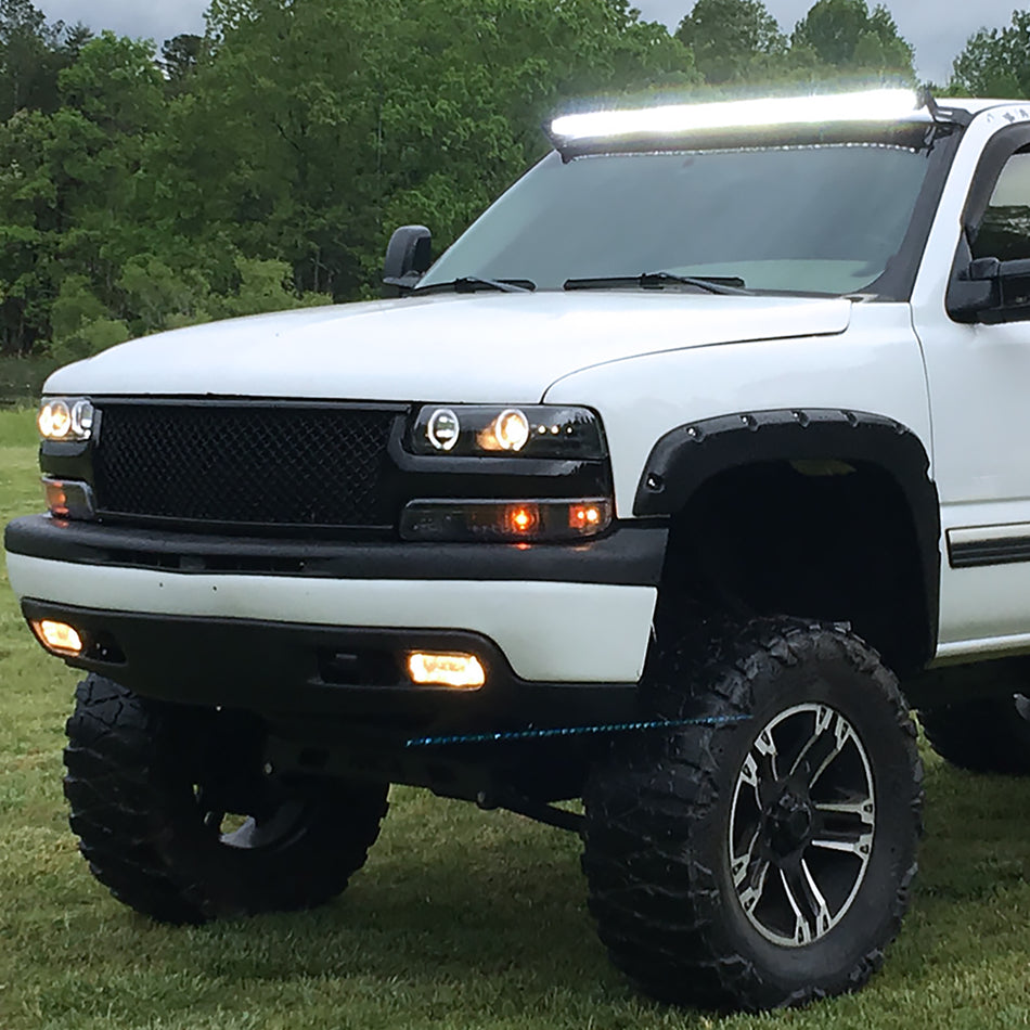1999-2002 Chevrolet Silverado/ 2000-2006 Tahoe Suburban Dual Halo Projector Headlights (Matte Black Housing/Clear Lens)