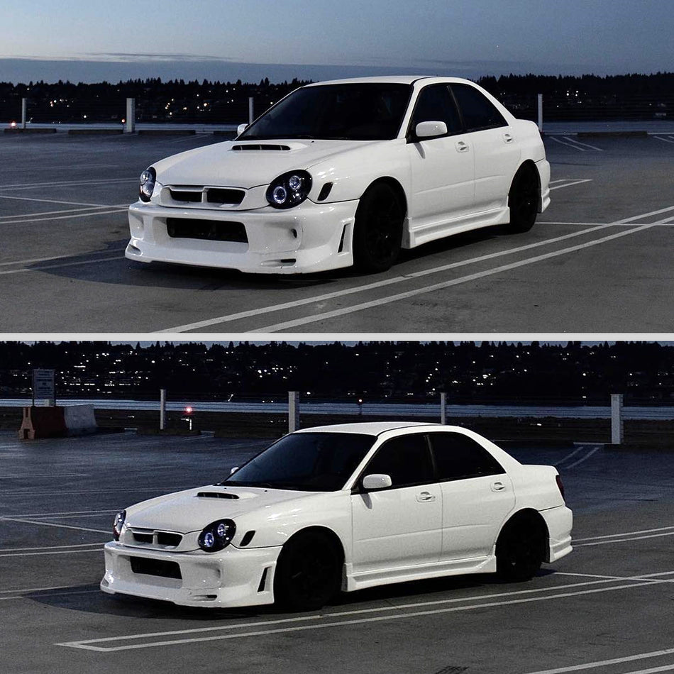2002-2003 Subaru Impreza Dual Halo Bug Eye Projector Headlights (Glossy Black Housing/Smoked Lens)