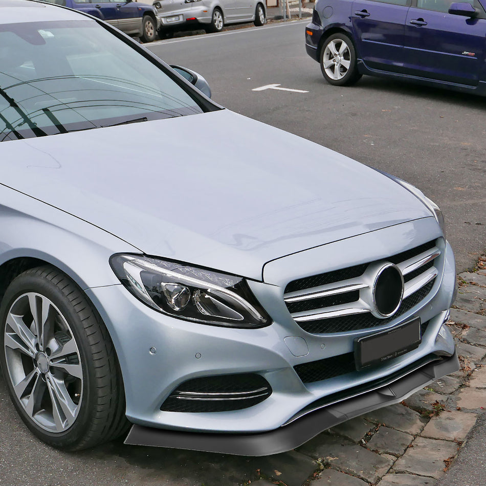 2012-2014 Mercedes Benz W204 C Class Matte Black 3PC Front Bumper Lip Splitter Kit