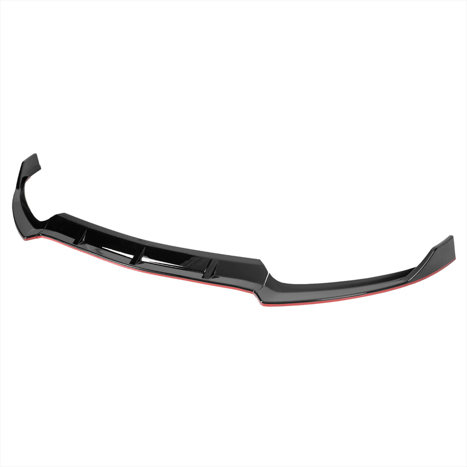 2015-2018 Mercedes Benz W205 C Class Glossy Black/Red Trim 3PC Front Bumper Lip Splitter Kit