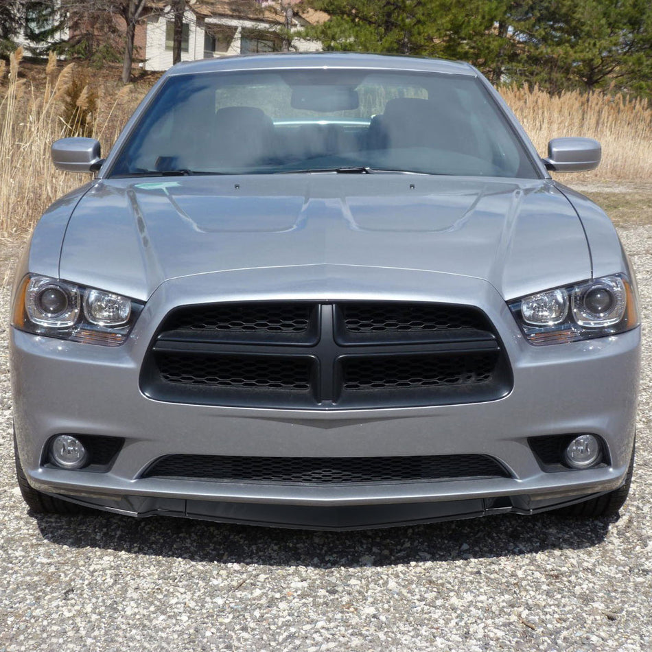 2011-2014 Dodge Charger Glossy Black 3PC Front Bumper Lip Splitter Kit