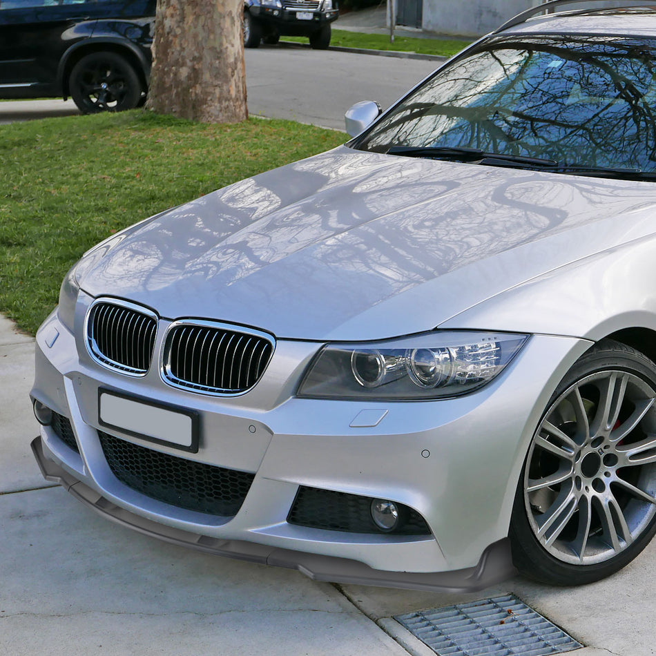 2009-2011 BMW 3 Series E90 Matte Black 3PC Front Bumper Lip Kit