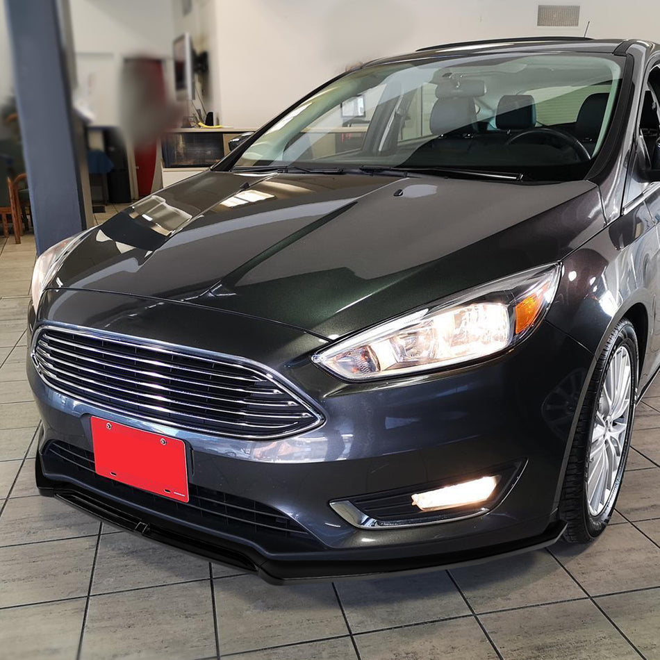 2015-2018 Ford Focus Glossy Black Polypropylene 3PC Bumper Lip