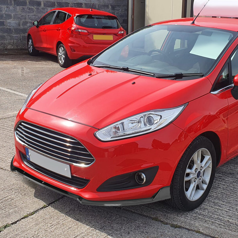 2014-2019 Ford Fiesta Glossy Black 3PC Front Bumper Lip Splitter Kit