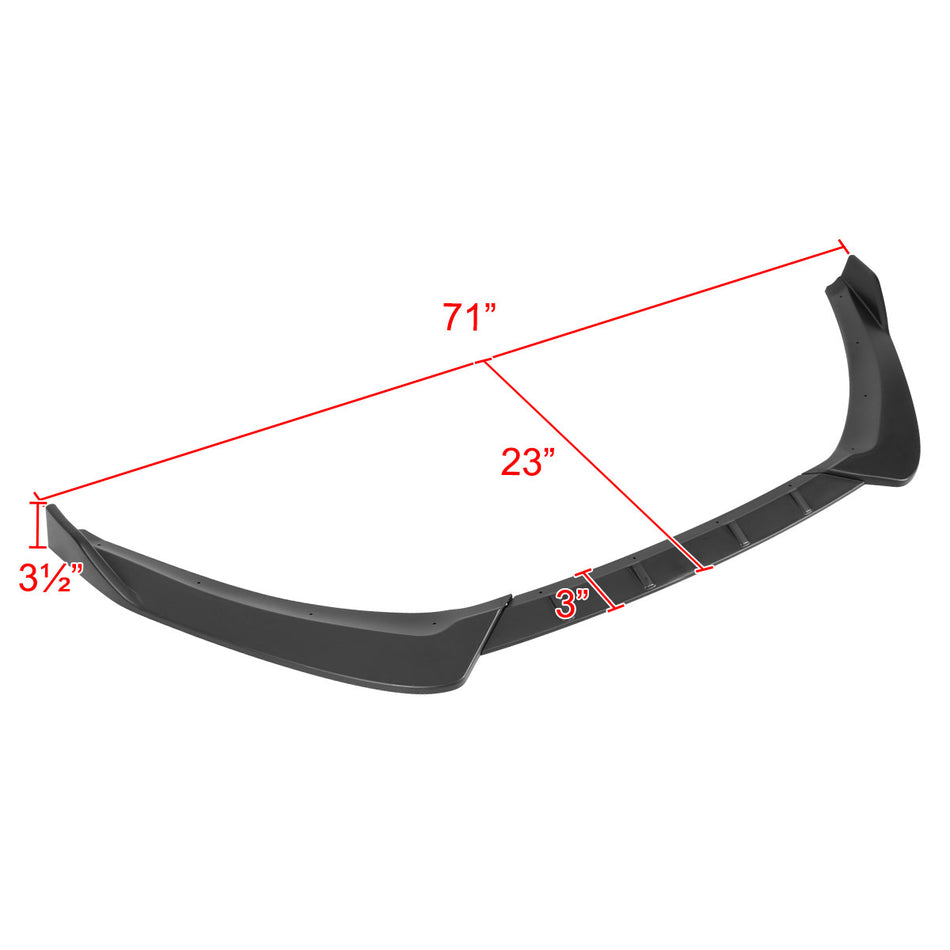 2017-2018 Ford Fusion Matte Black Polypropylene 3PC Front Bumper Lip Set
