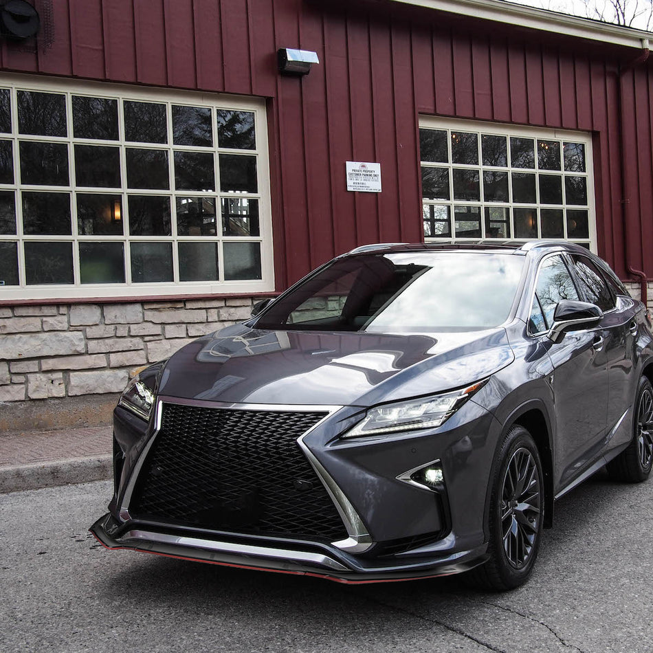 2014-2016 Lexus IS250 F-Sport Glossy Black/Red Trim 3PC Front Bumper Lip Splitter Kit