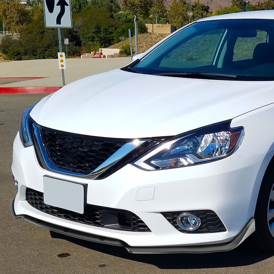 2016-2019 Nissan Sentra Glossy Black Polypropylene 3PC Bumper Lip