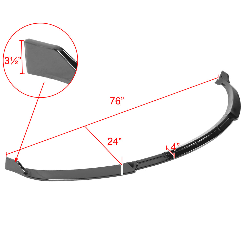 2012-2016 Tesla Model S Glossy Black 3PC Front Bumper Lip Splitter Kit
